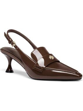 Women's Coffee Faux Leather Stylish Pointed Toe Sandals Kitten Ankle Heel Shoes
